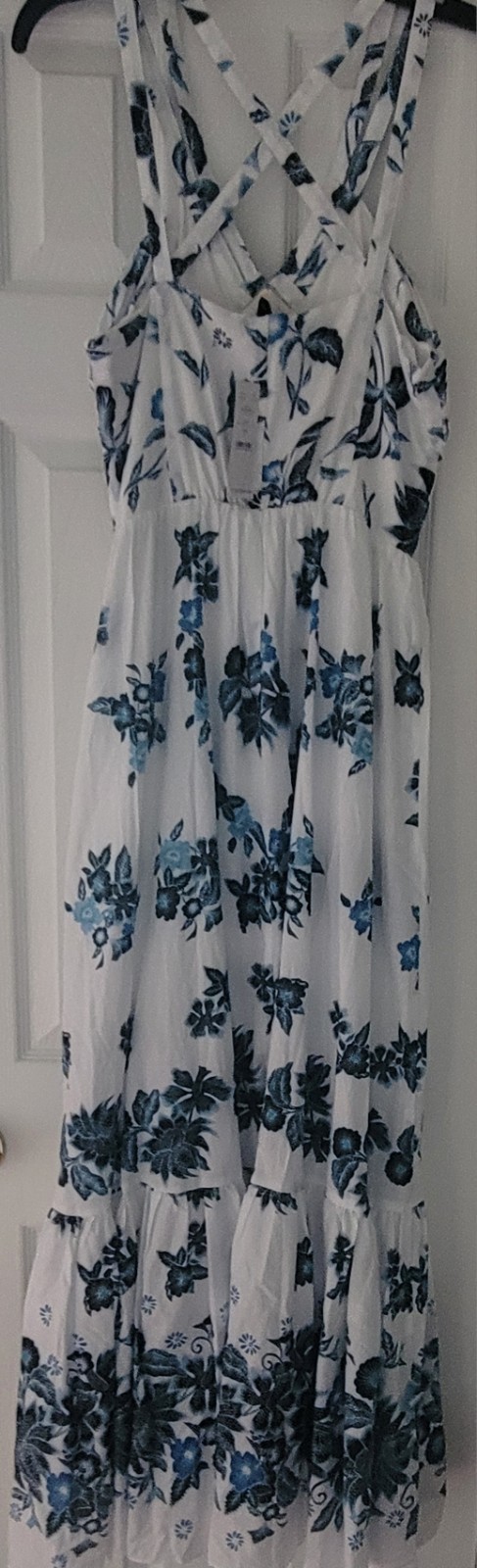 White House Black Market 100% Cotton Strappy Floral Maxi Dress NWT $200 14