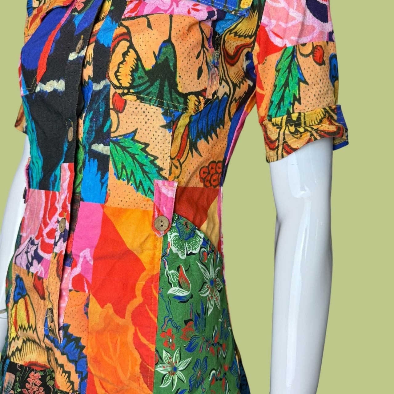 Desigual Vest Avinyon Multicolor Patchwork Shirt Dress