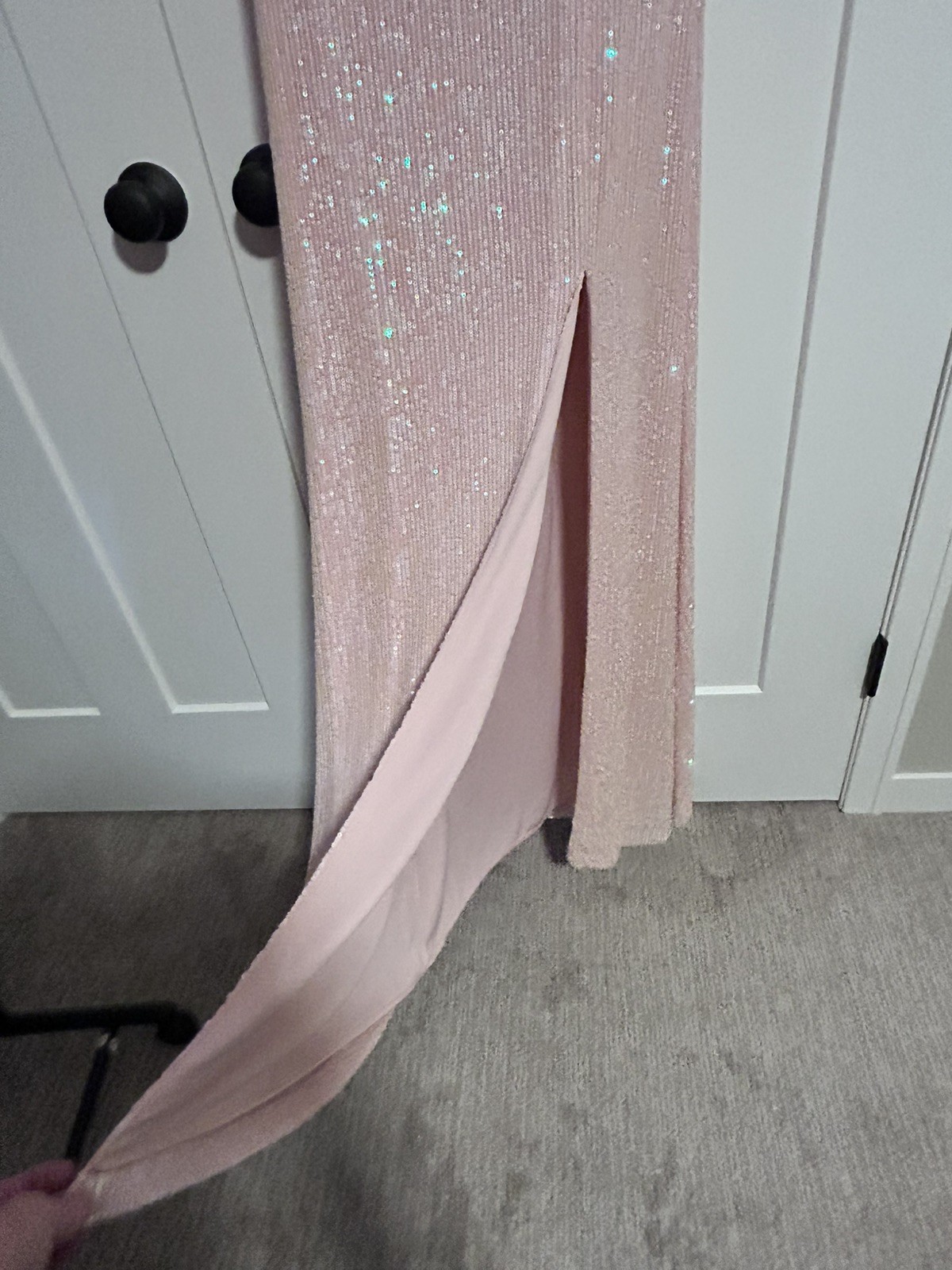 Aqua pink sequin one shoulder slit formal Size 8 NWT NEW $268