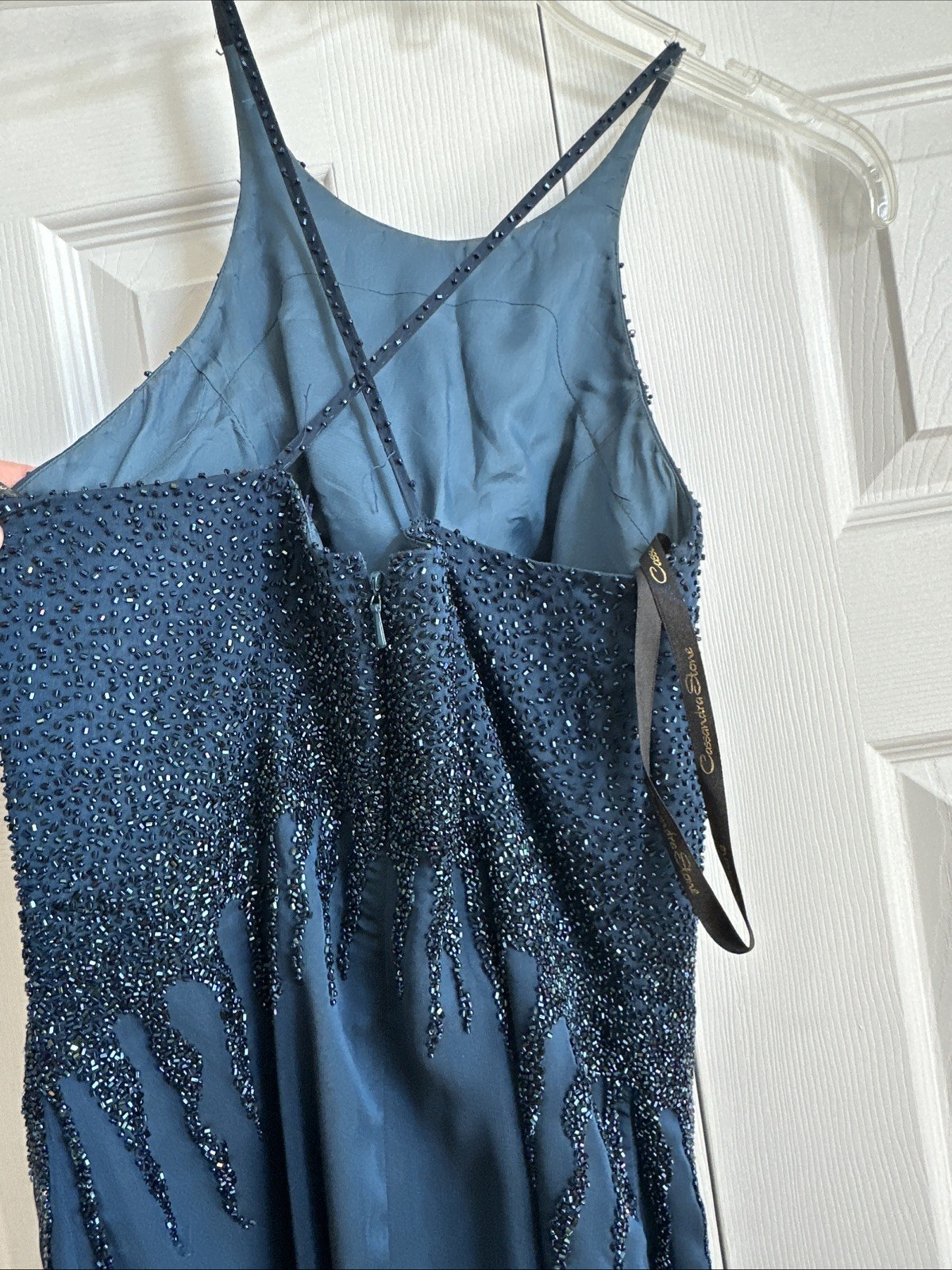 Cassandra Stone Size 2 Beaded Dark Teal Evening Dress 41488