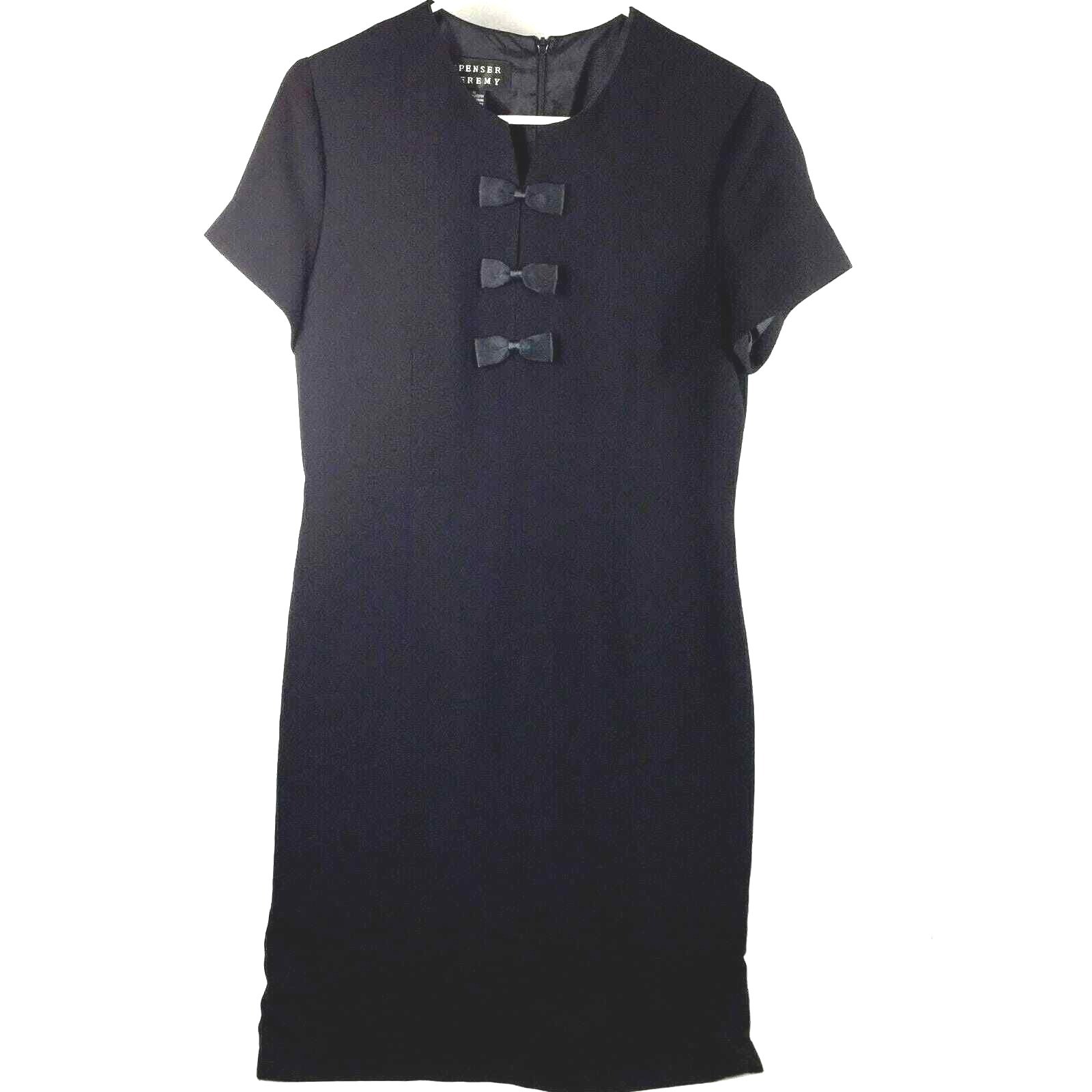 Womens Black Dress Size 12 Event Special Occasion Minimalist Short Sleeve Bows