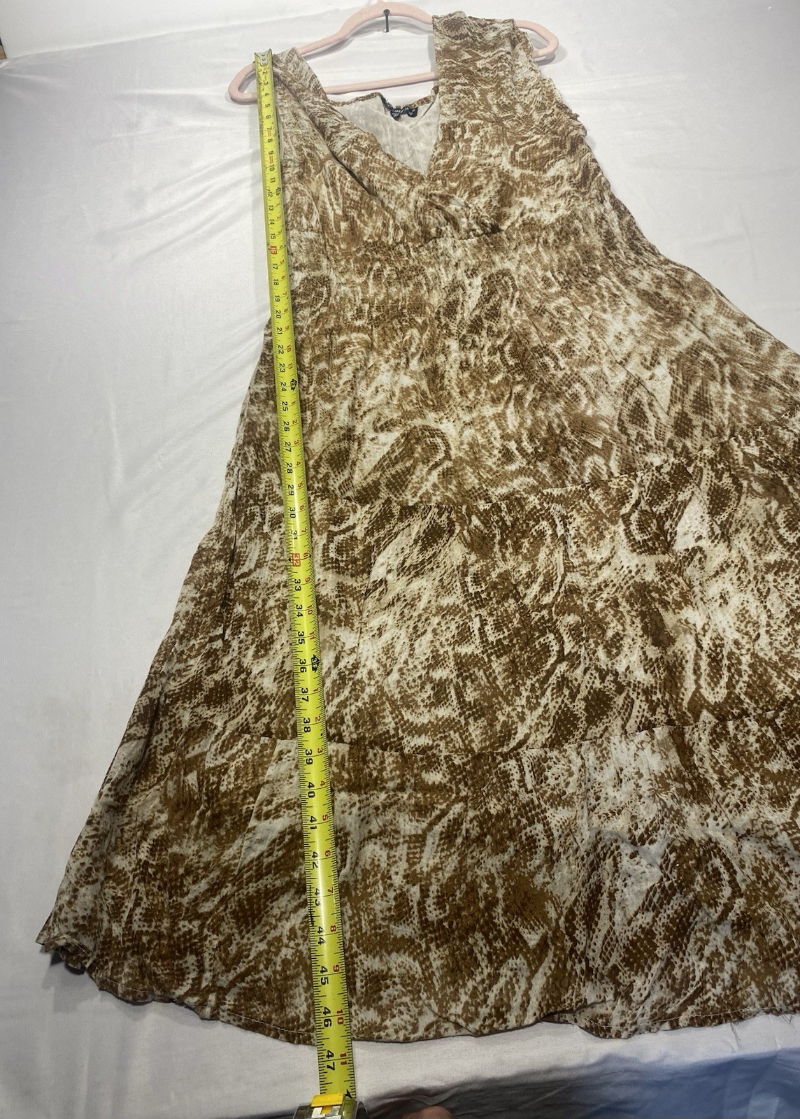 Millenium XL Brown Snakeskin Print Sleeveless Faux Wrap Maxi Dress Boho