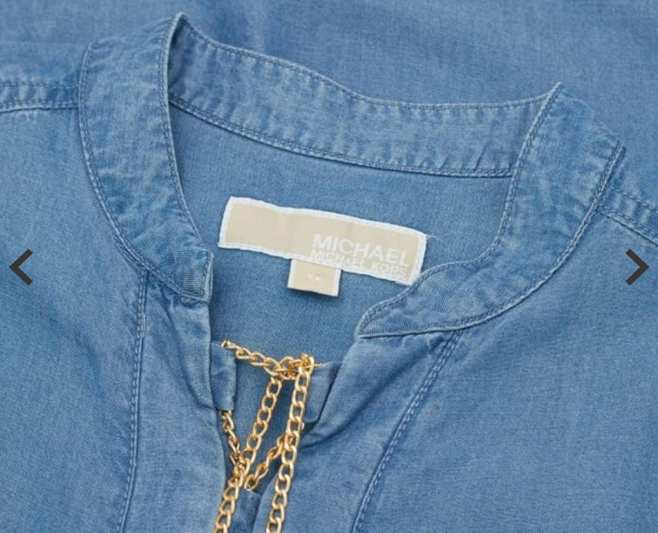 MICHAEL KORS BLUE CHAMBRAY DENIM LACE-UP SHIFT DRESS SIZE LARGE RRP £175.00 VGC