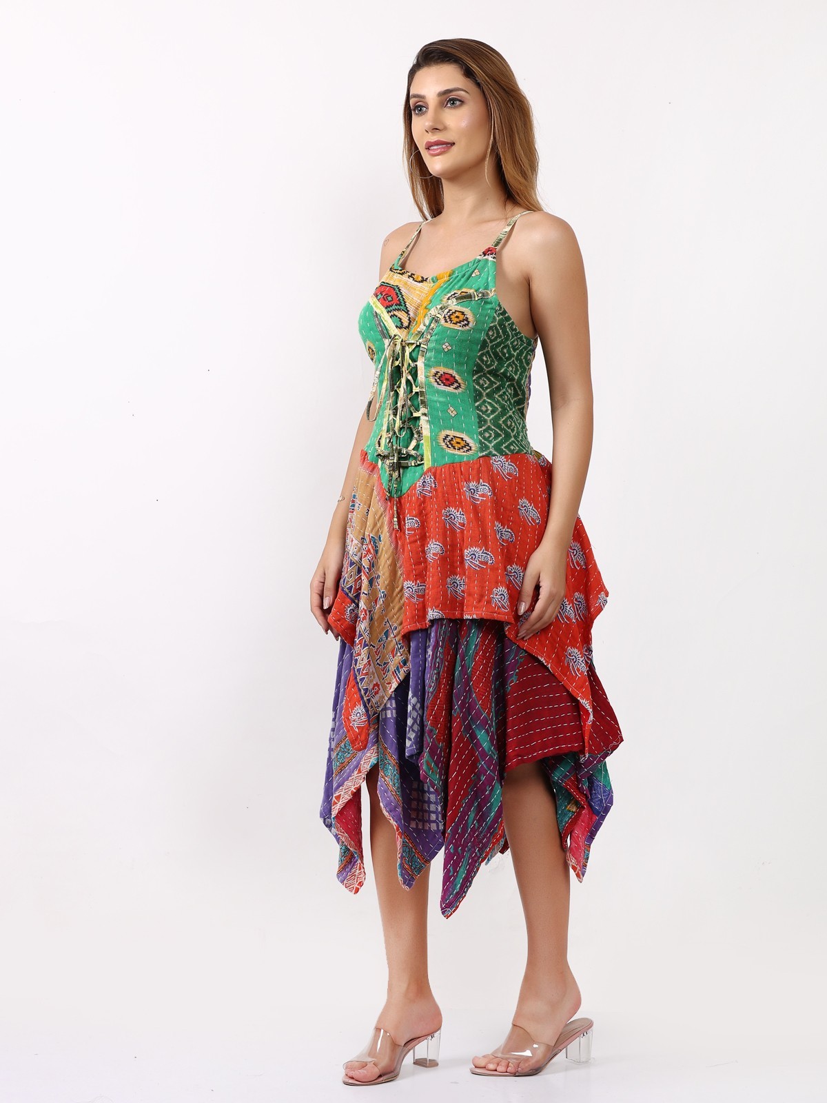 Women Spaghetti strap Patch Fit & Flare handkerchief hem Dress Wholesale Mix Lot