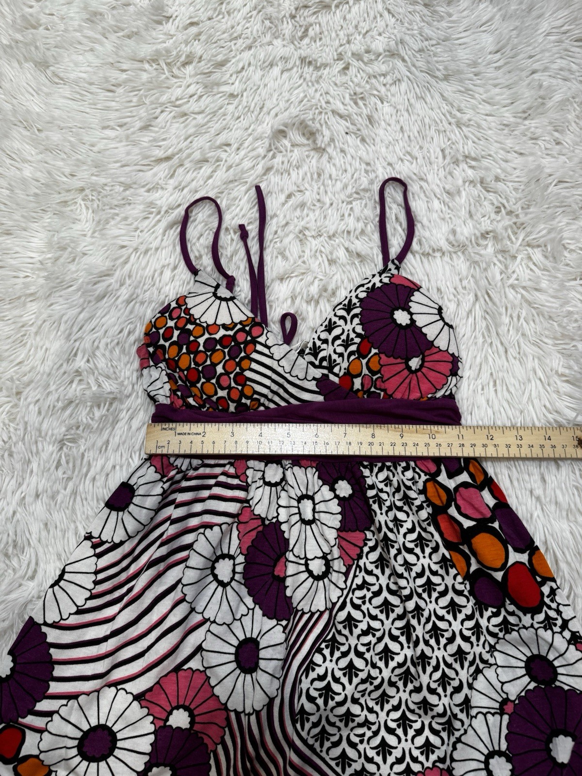 Y2K Derek Heart Tank Mini Dress Funky Print Sz S Fairy Mermaid Whimsy Core