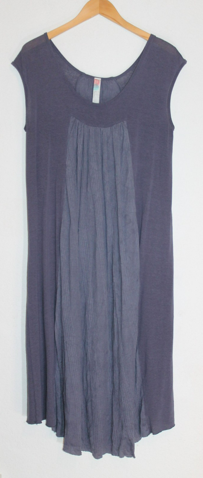 FP Beach blue sleeveless dress Sz S/P deep round neck raw hem lightweight