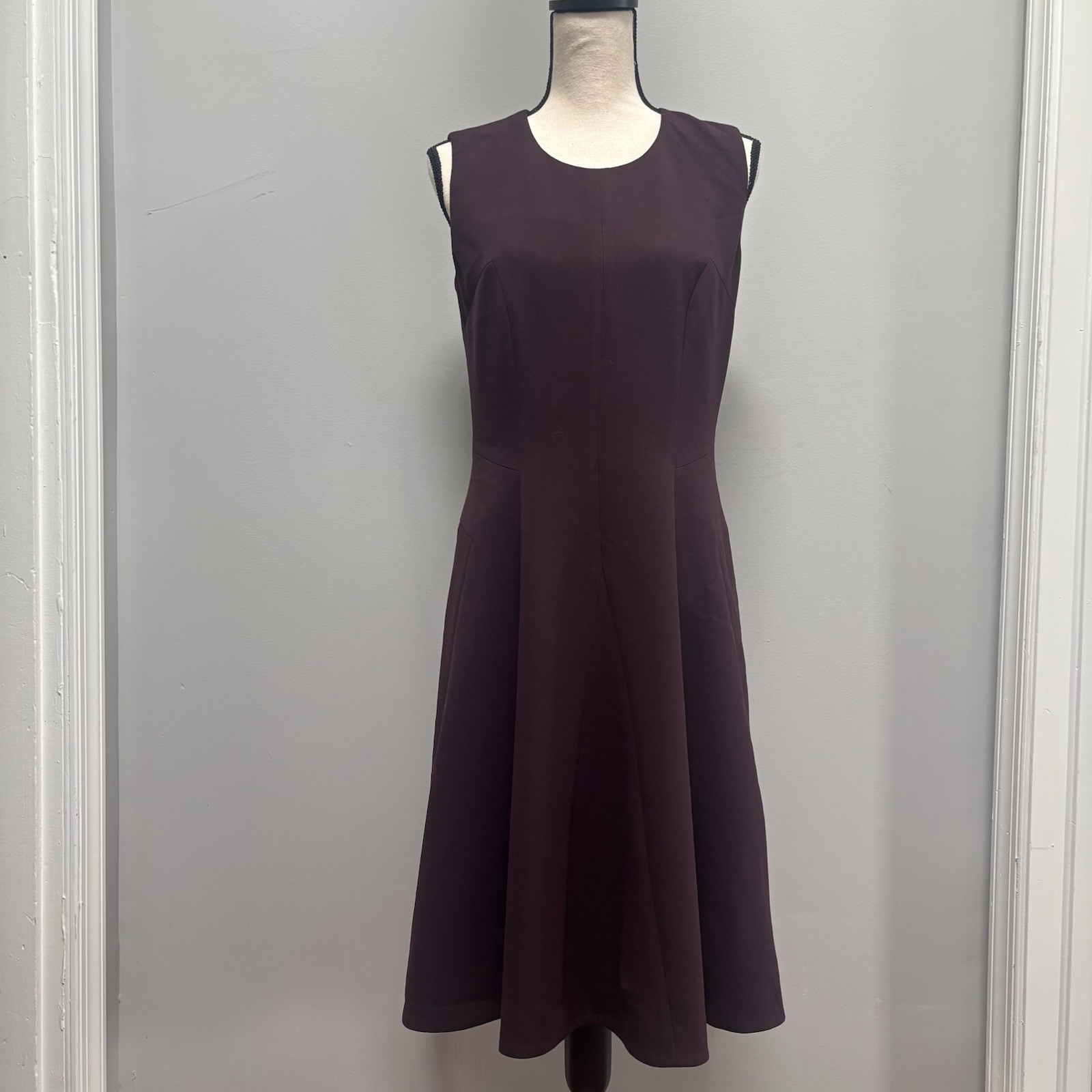 BOSS Hugo Boss Purple Sleeveless Fit & Flare Midi Career Dress Preppy Minimalist