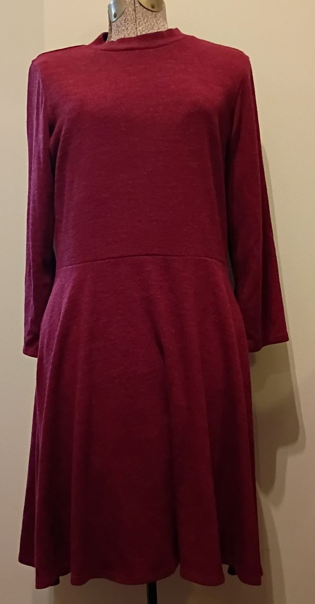 Decree Burgundy XL Knit Sweater Dress A Line Mock Neck