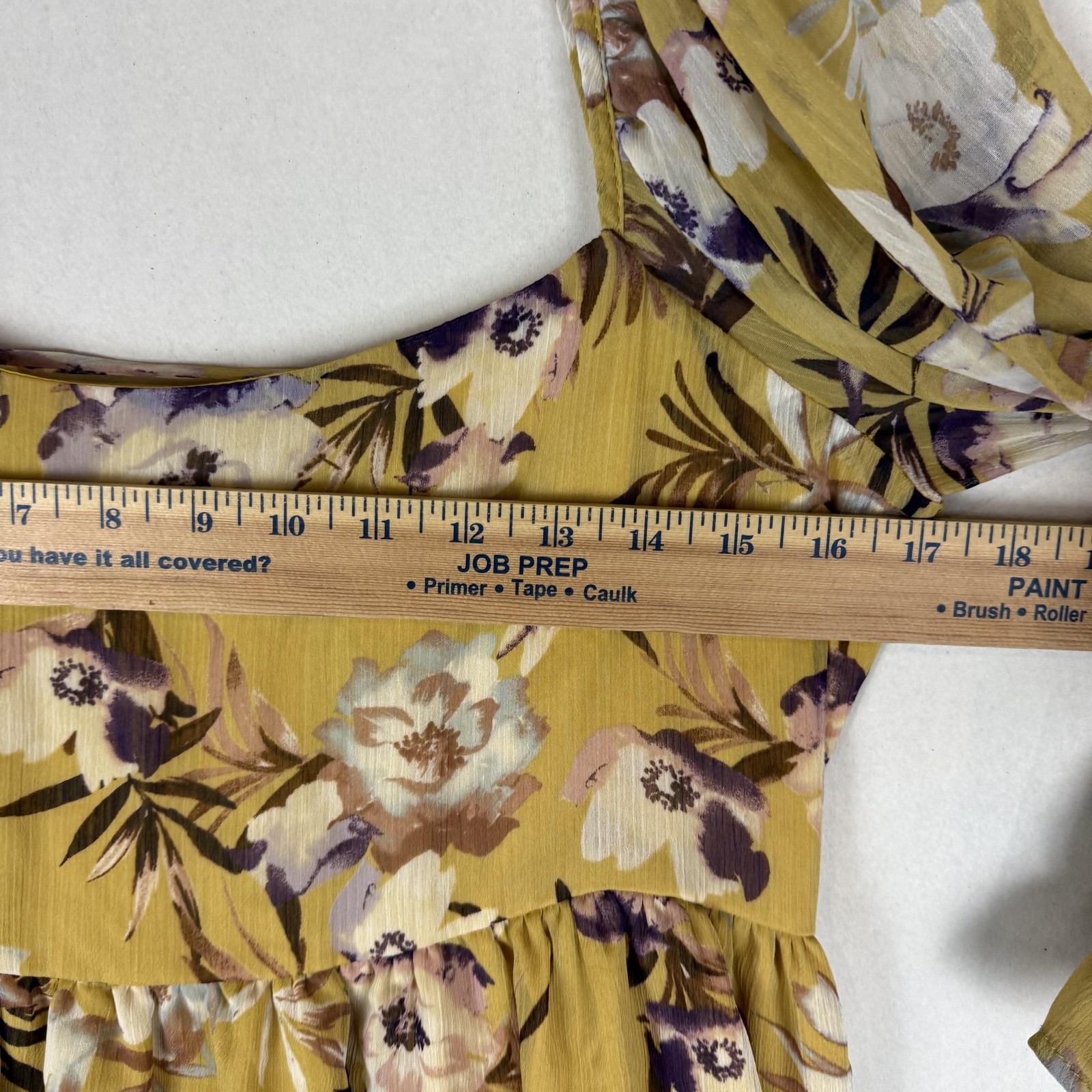 By Together Dress Womens Large Yellow Floral Long Sleeve Cutout Sundress Boho