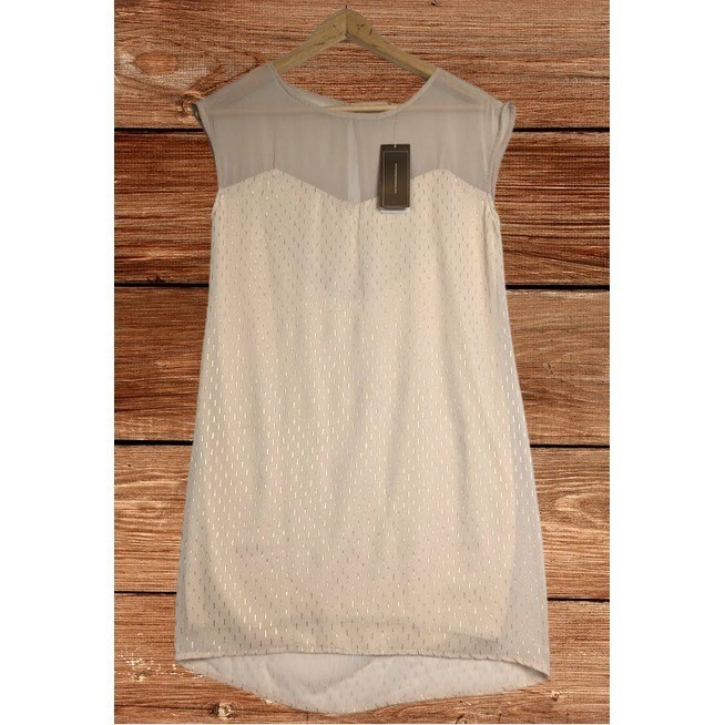 Francescas Collection Ivory and gold sheer panel dress sz SM tag price $48 NWT