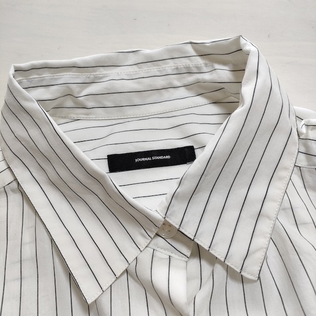 JOURNAL STANDARD Cotton striped belted long shirt dress White black 4-0613M△