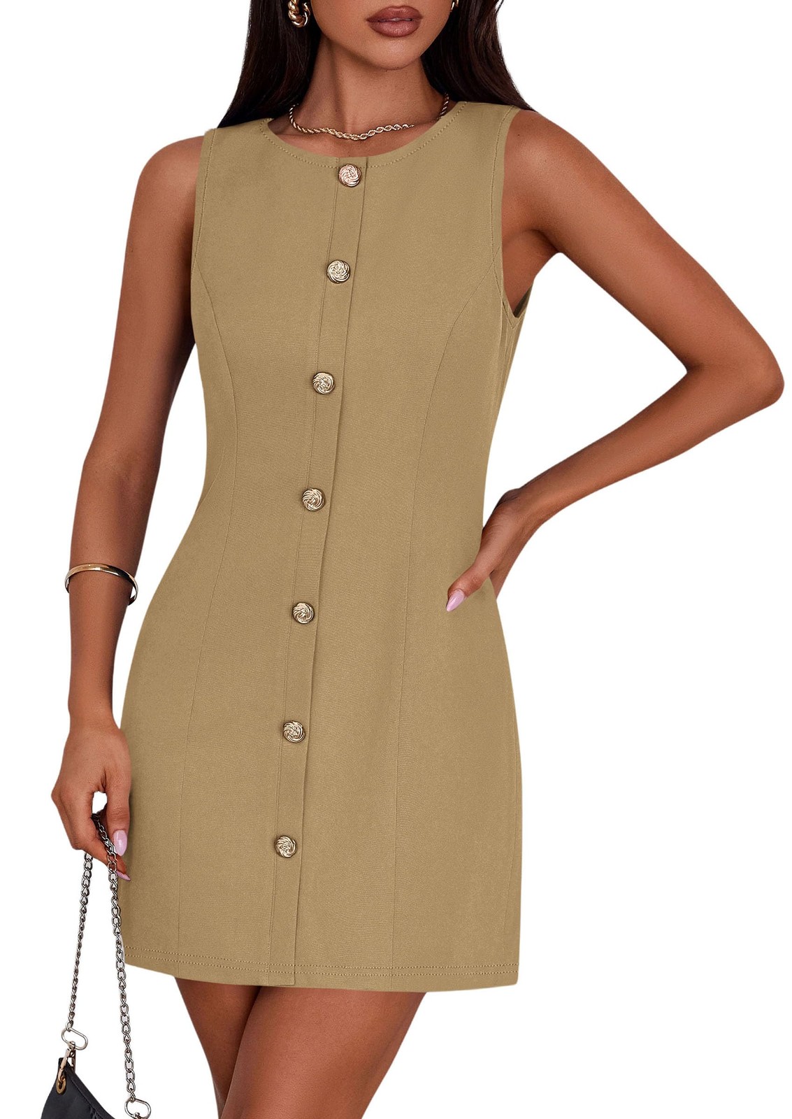 Work Dresses for Women 2026 Summer Business Formal Short Dress Sleeveless But…