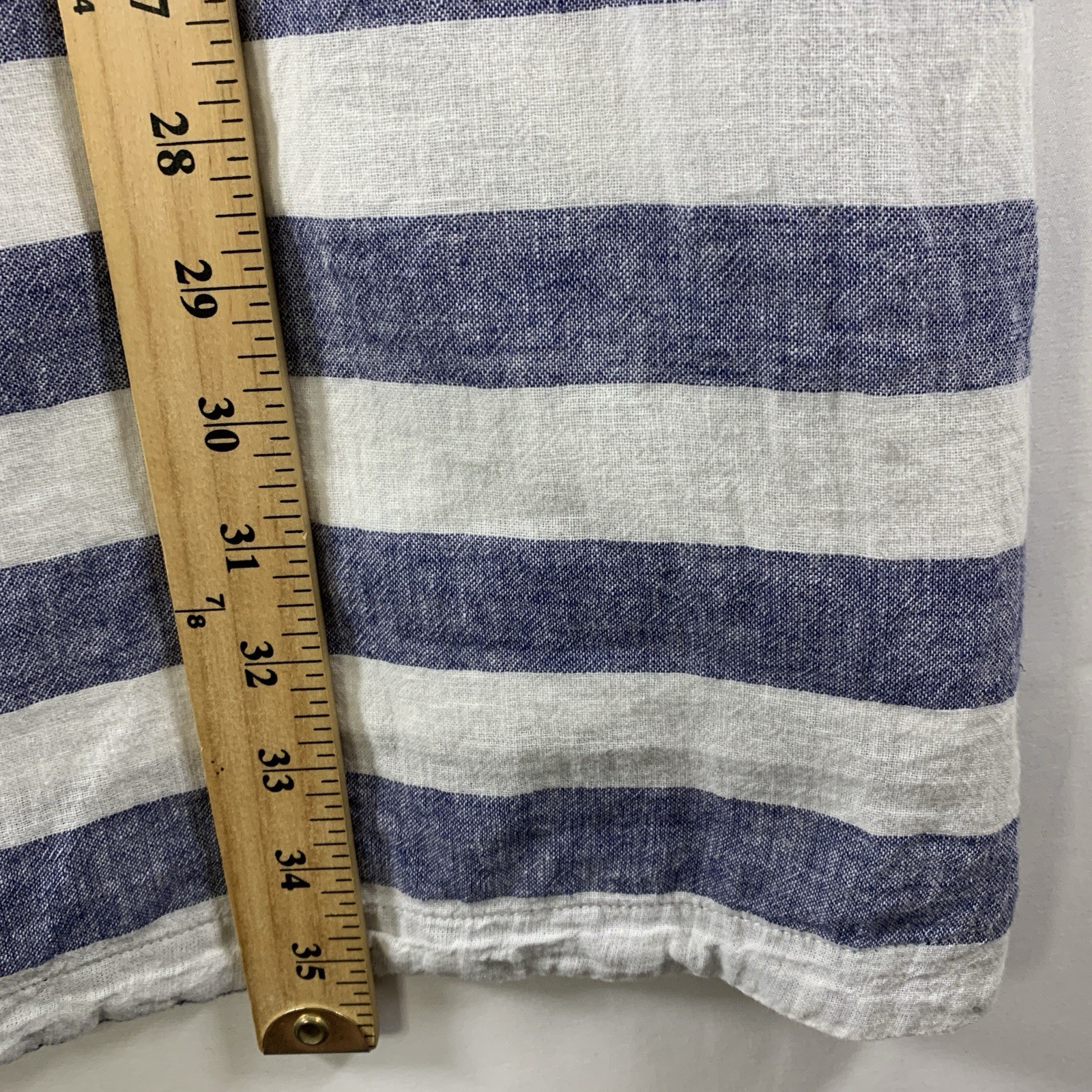 Womens Linen Blend Striped Shift Dress Sz M Fisherman Coastal Nautical Beachy