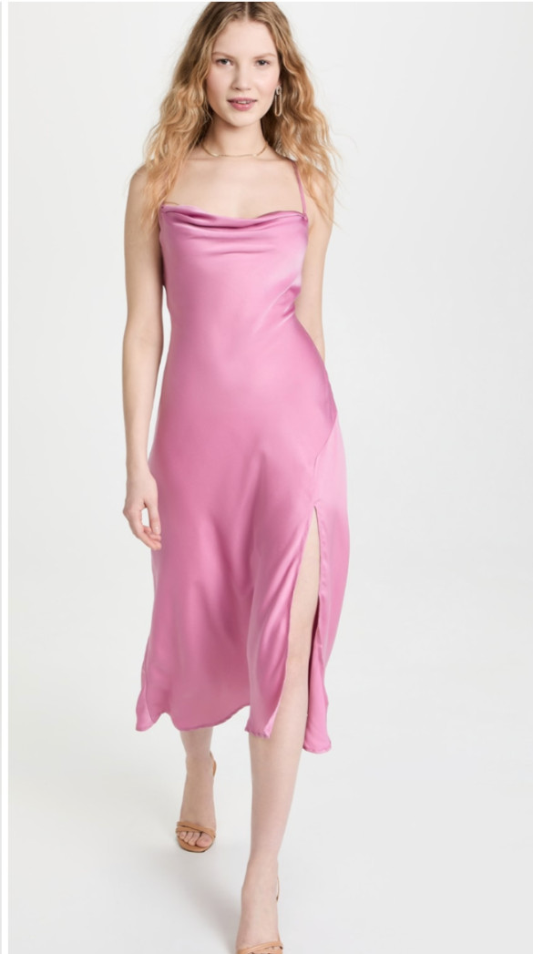 NWOT ASTR the Label Gaia Satin Dress Icy Pink Original Price $128 SZ: XL