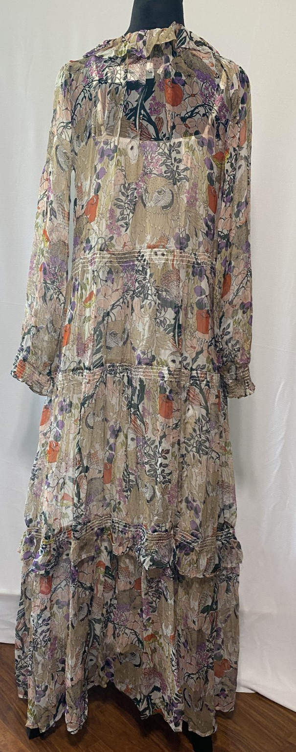 Anthropologie Marais Owl Cupro Boho Maxi Dress Slip NWT XS India