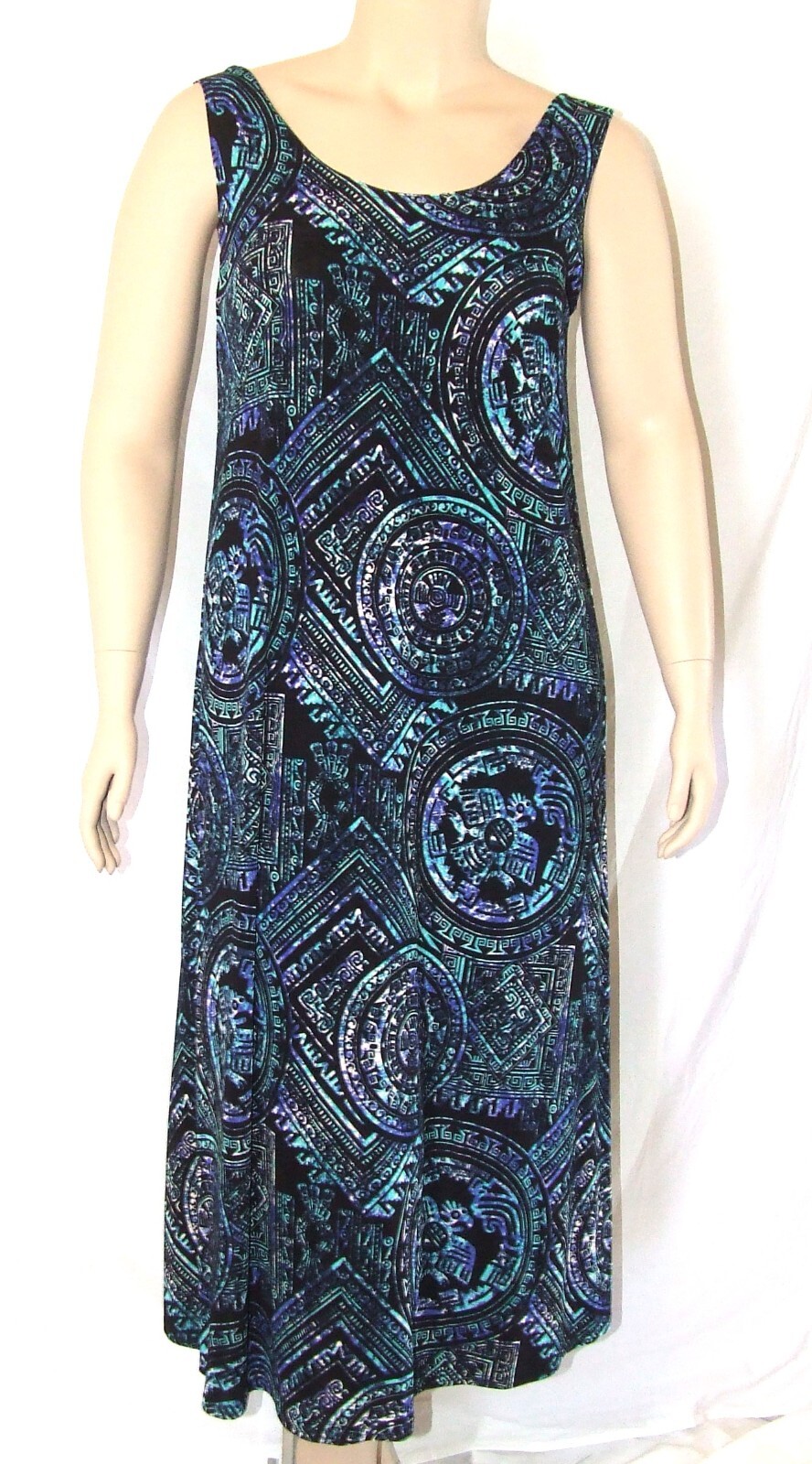 Travel Knit Dress, long A-Line Tank, Stretchy NO-IRON poly/span, #014