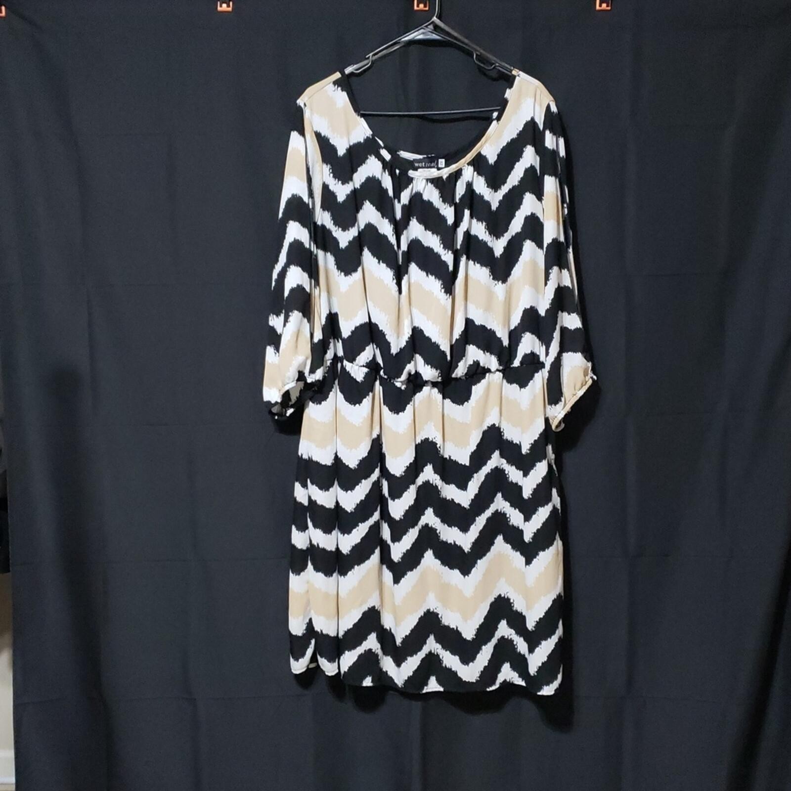 Vintage Wet Seal Chevron Print Dress Black, White, & Beige