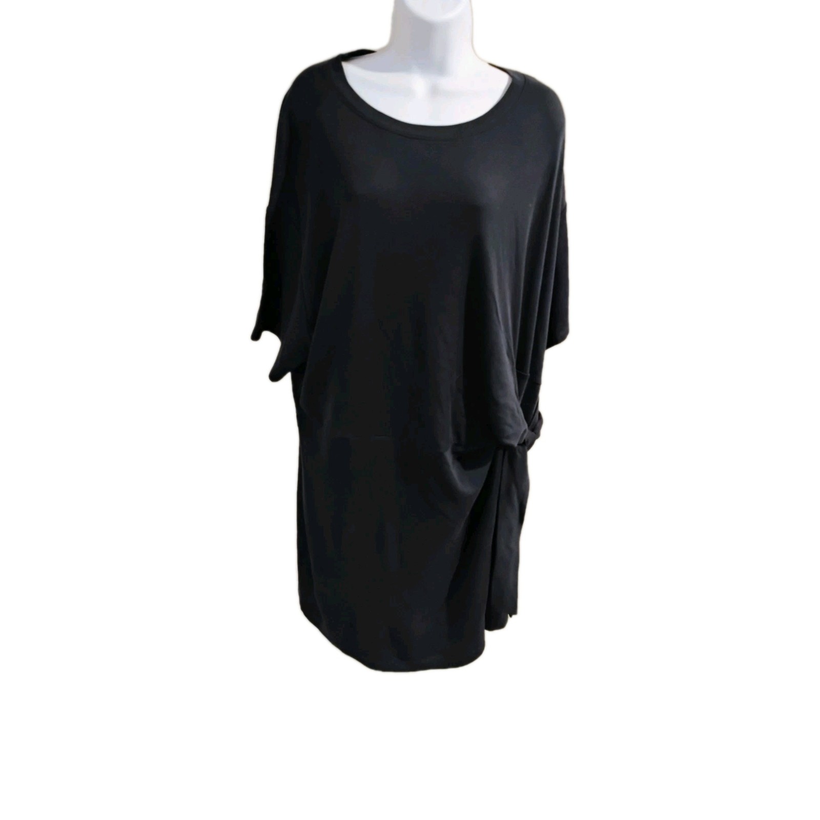 TERRA & SKY WOMENS BLACK FRONT TWIST DRESS SIZE 4X (28W-30W) FREE SHIPPING