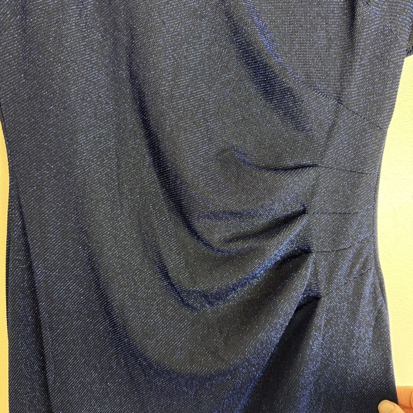 Jessica Howard Womens 14 Capelet Evening Gown Shimmery Blue/Black Fit And Flare