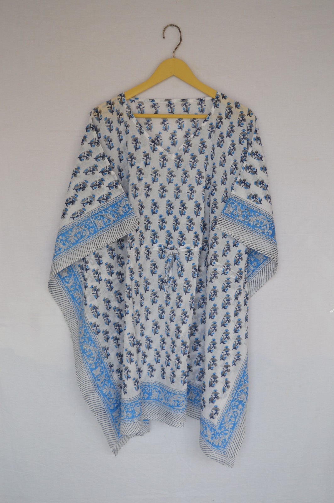 100%Cotton Hand Block Print Short Kaftan Dress 100% TARRIF FREE✅0%CHARGE SK-62*