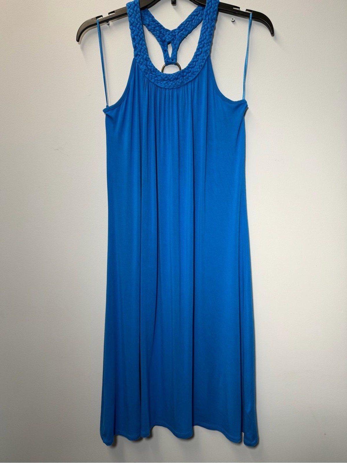 Spense Blue Braided Halter Neck Dress S O-Ring Casual