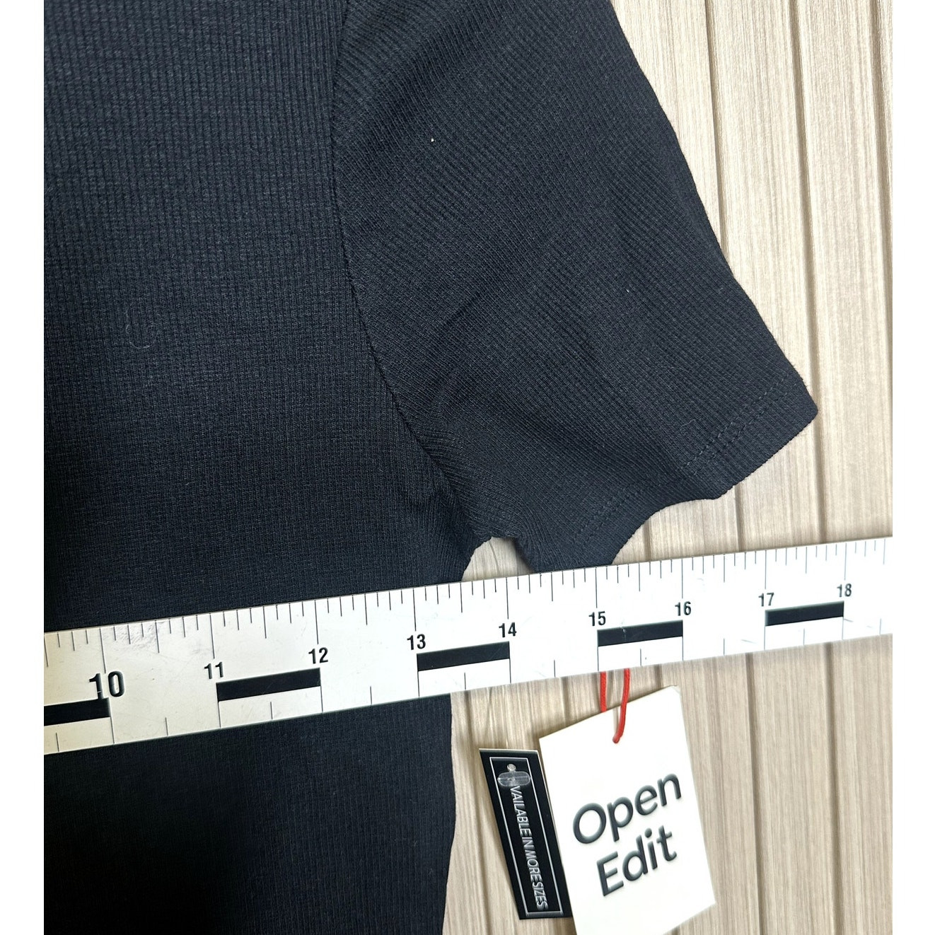 Open Edit Black Ribbed Bodycon Mini T-shirt Dress Size S