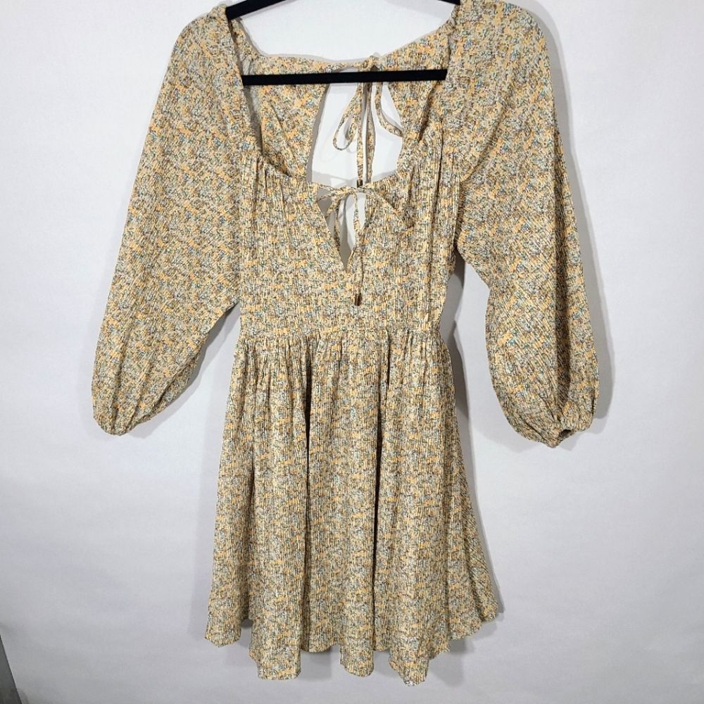 MinkPink Women’s Size XS Dress Yellow and Blue Backless Dress