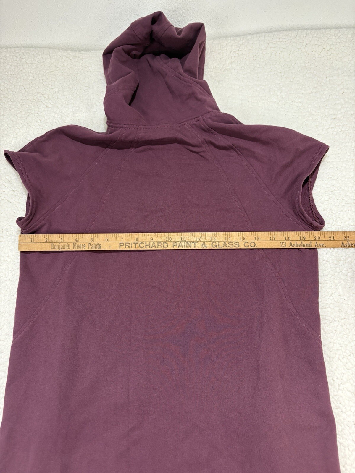 Athleta Short Sleeve Hoodie Sweatshirt Dress Burgundy Maroon Size S Midi Slits