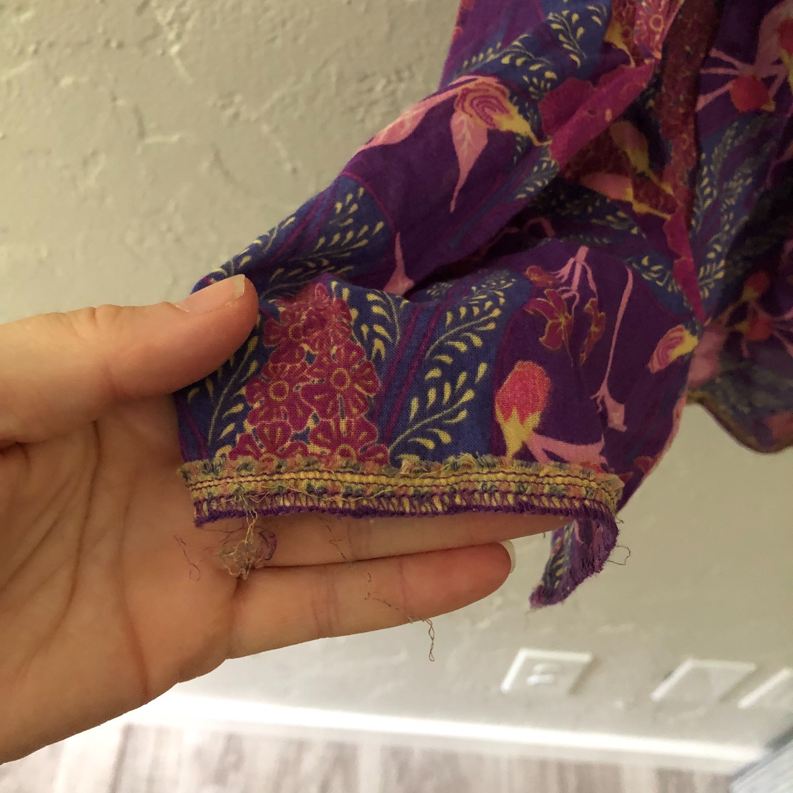 Spell & The Gypsy Bianca Dress Tiered Bell Sleeve Purple Floral V Neck Sz S READ