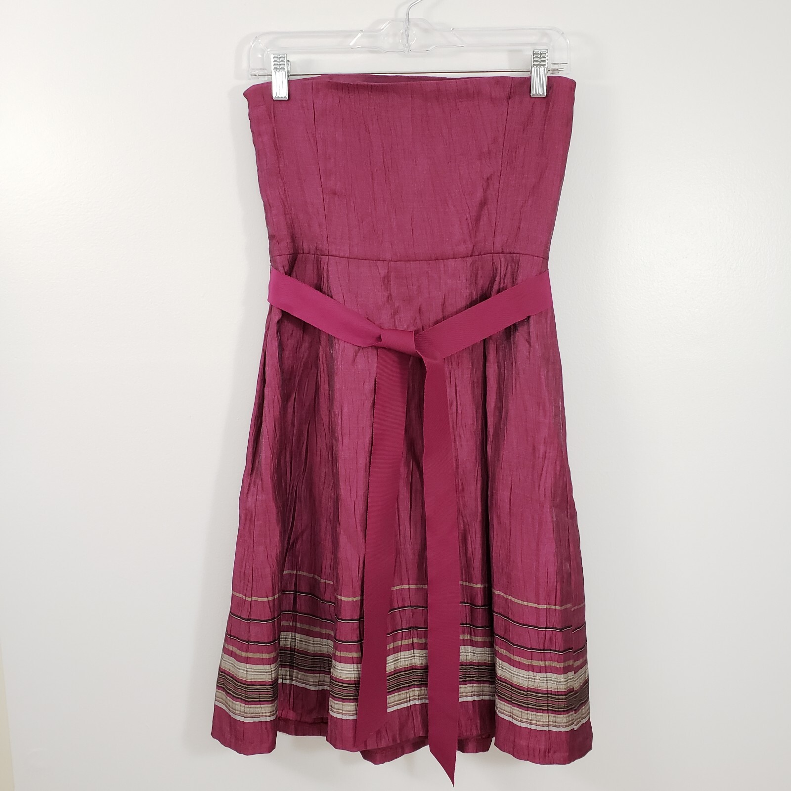 Ann Taylor Loft Size 6P Strapless Dress Magenta Slight Shimmer Taupe Gray