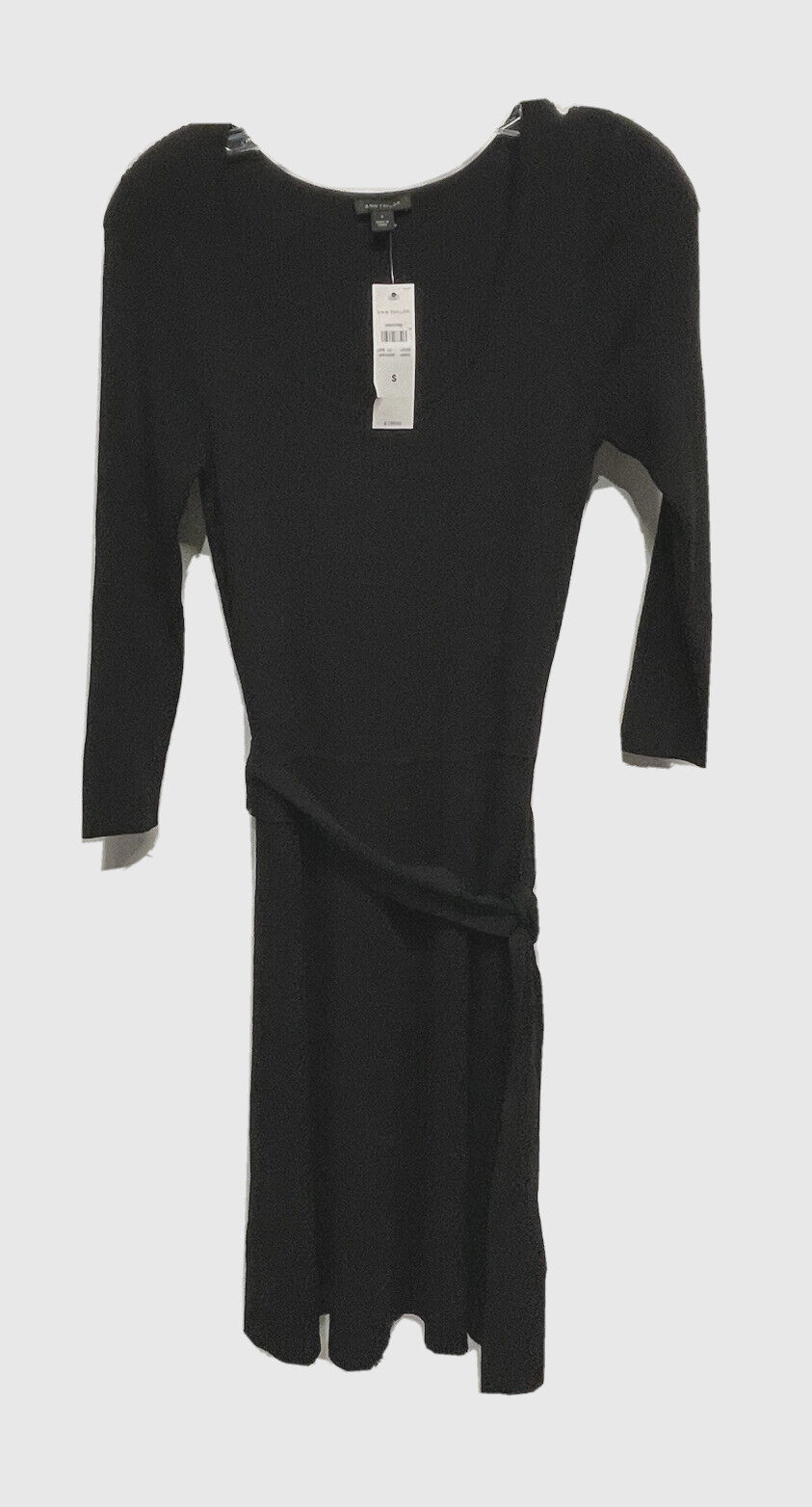 Ann Taylor Rich Black Knit Ribbed Sweater Dress A Line Stretch Elegant NEW S