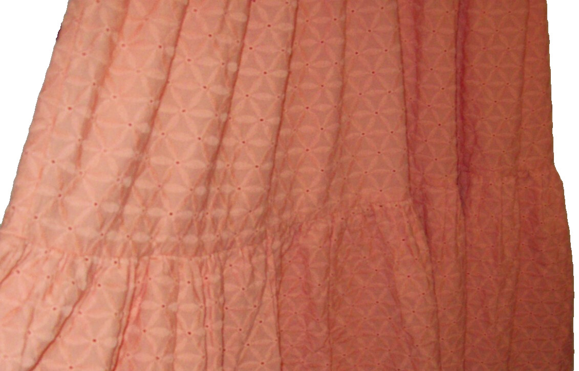NWT FAIRHOPE Romantic PEACHY ORANGE Eyelet SS Midi Dress SZ M Bust 40″ (RC)