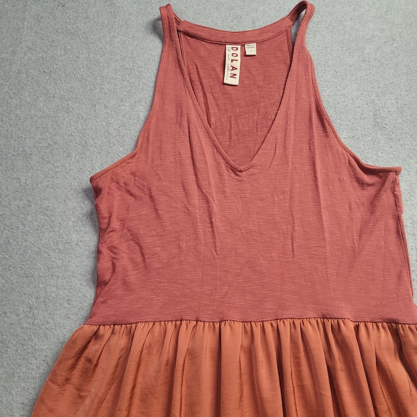Dolan Left Coast Collection Mixed Media Tank Dress Rose Terracotta V-Neck Small