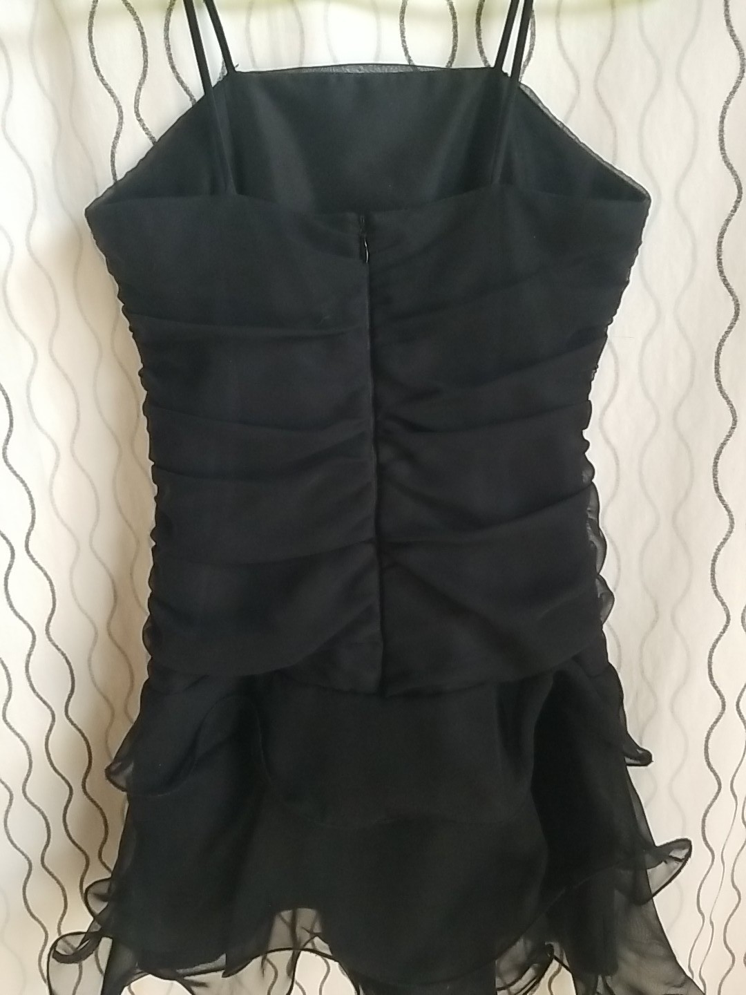 C.W. Designs Black Chiffon Mini Party Dress Junior Girls Size L