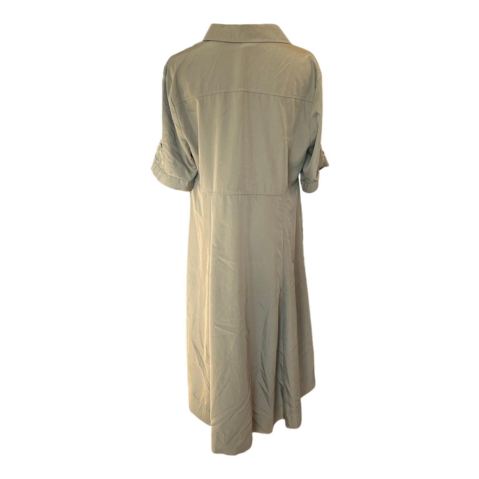 Sami & Dani green button up shirt dress high low Large travel lightweight