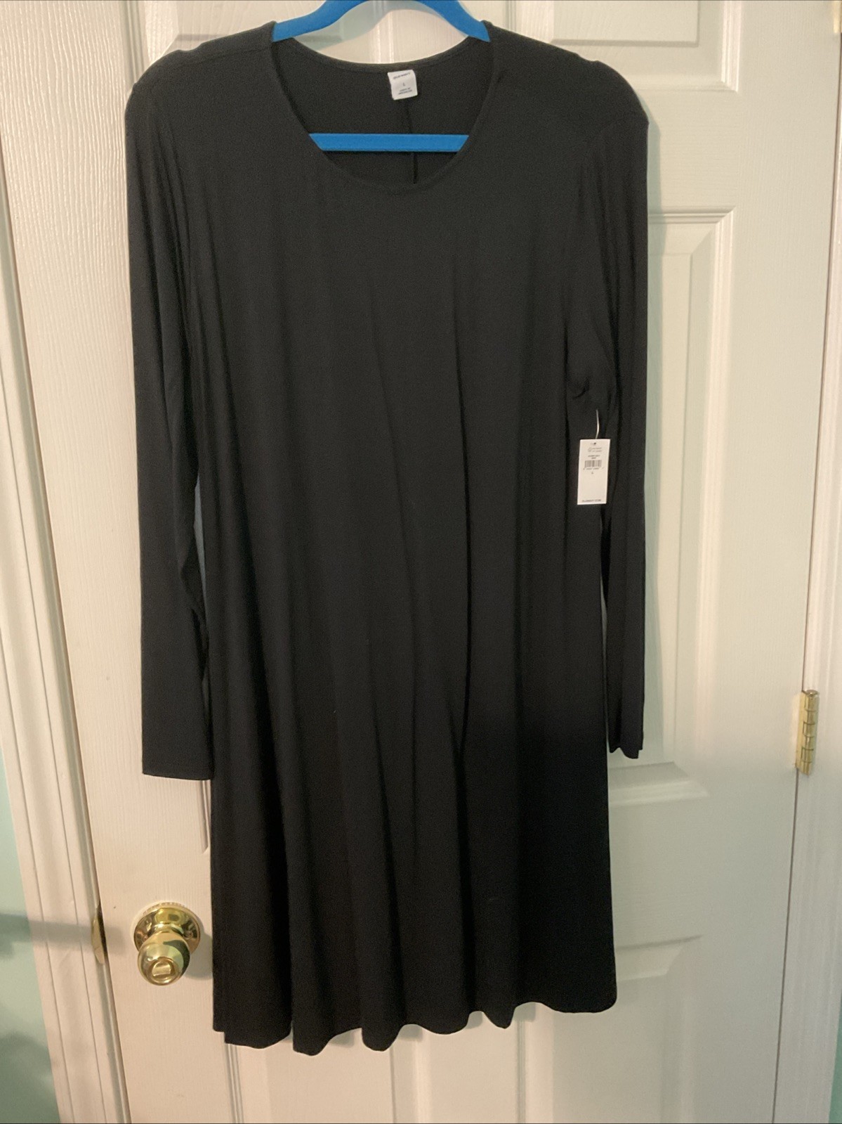 Old Navy Casual T-Shirt Dress Long Sleeve Black Comfy Everyday Size L