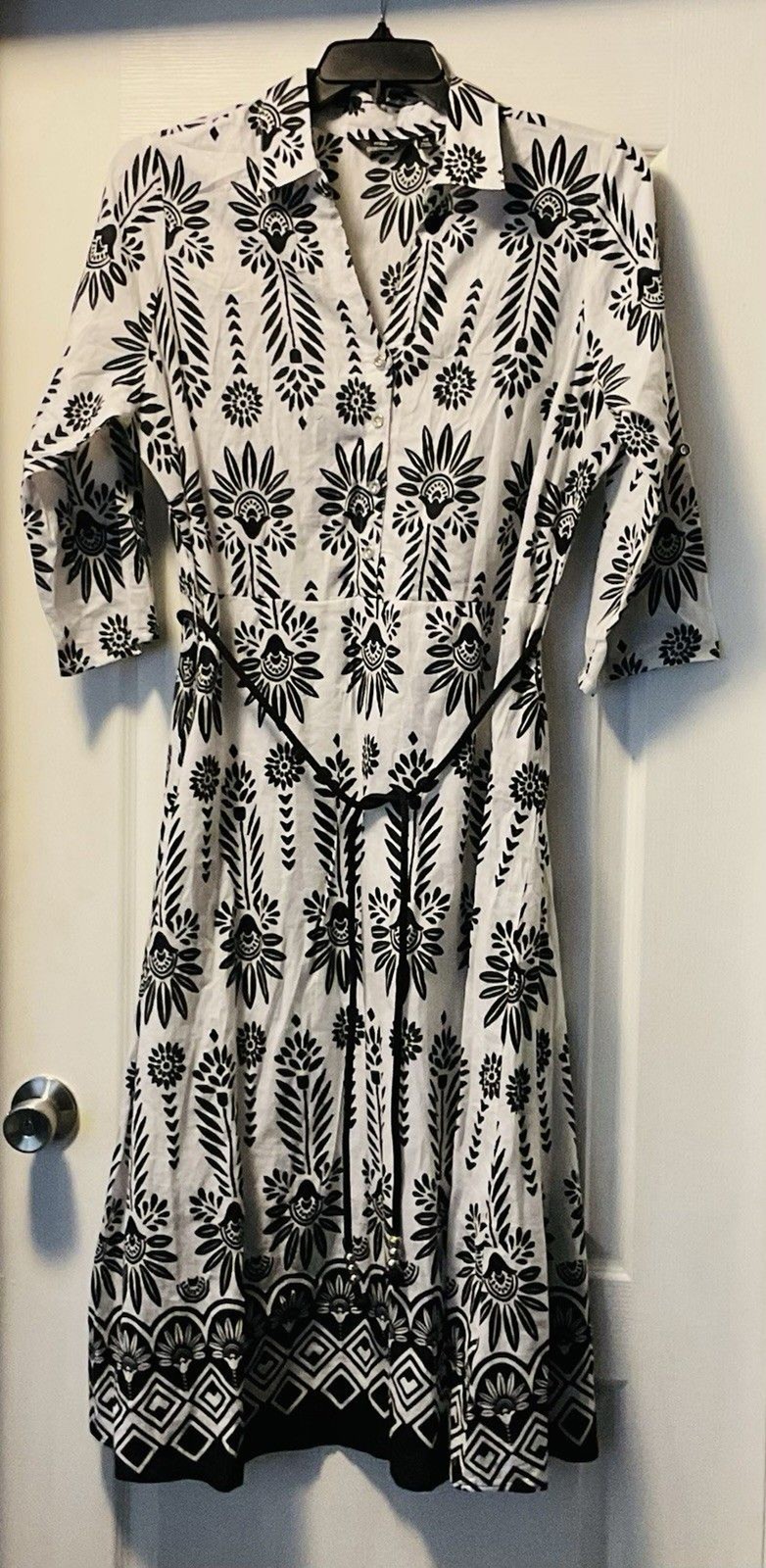 Mile Gabrielle Women’s Boho Midi Dresses Size 1X, Black and White