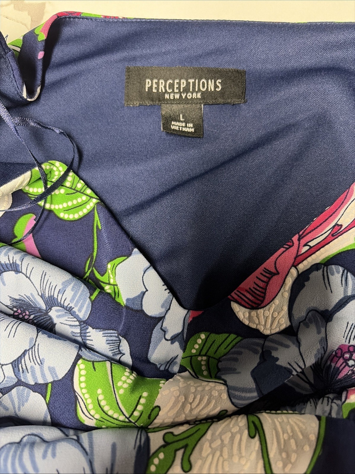 Perceptions NY Pink Blue Floral Midi Dress Sz L NWT Spring Easter Church Casual