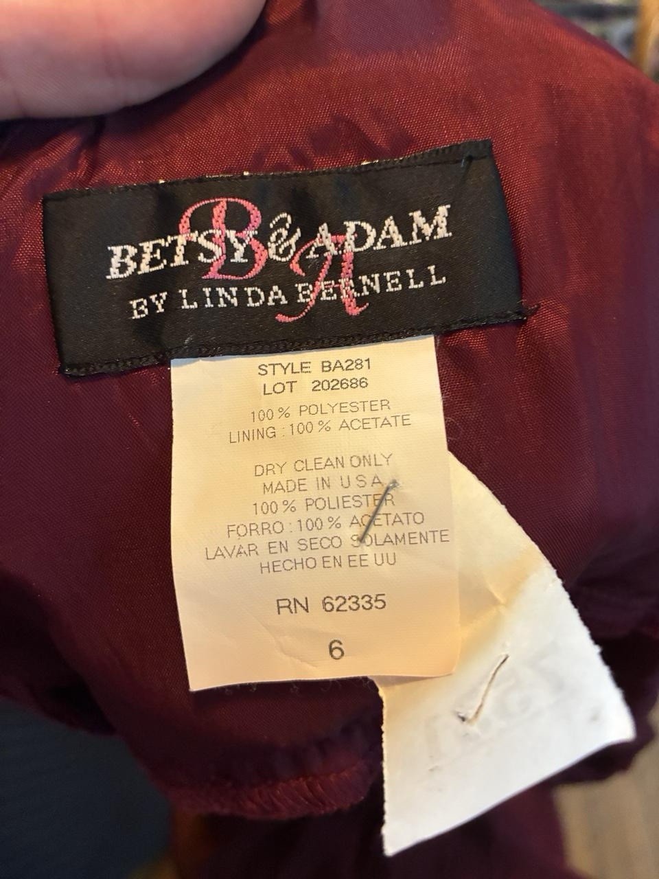 Betsy & Adam By Linda Bernell Maroon Maxi