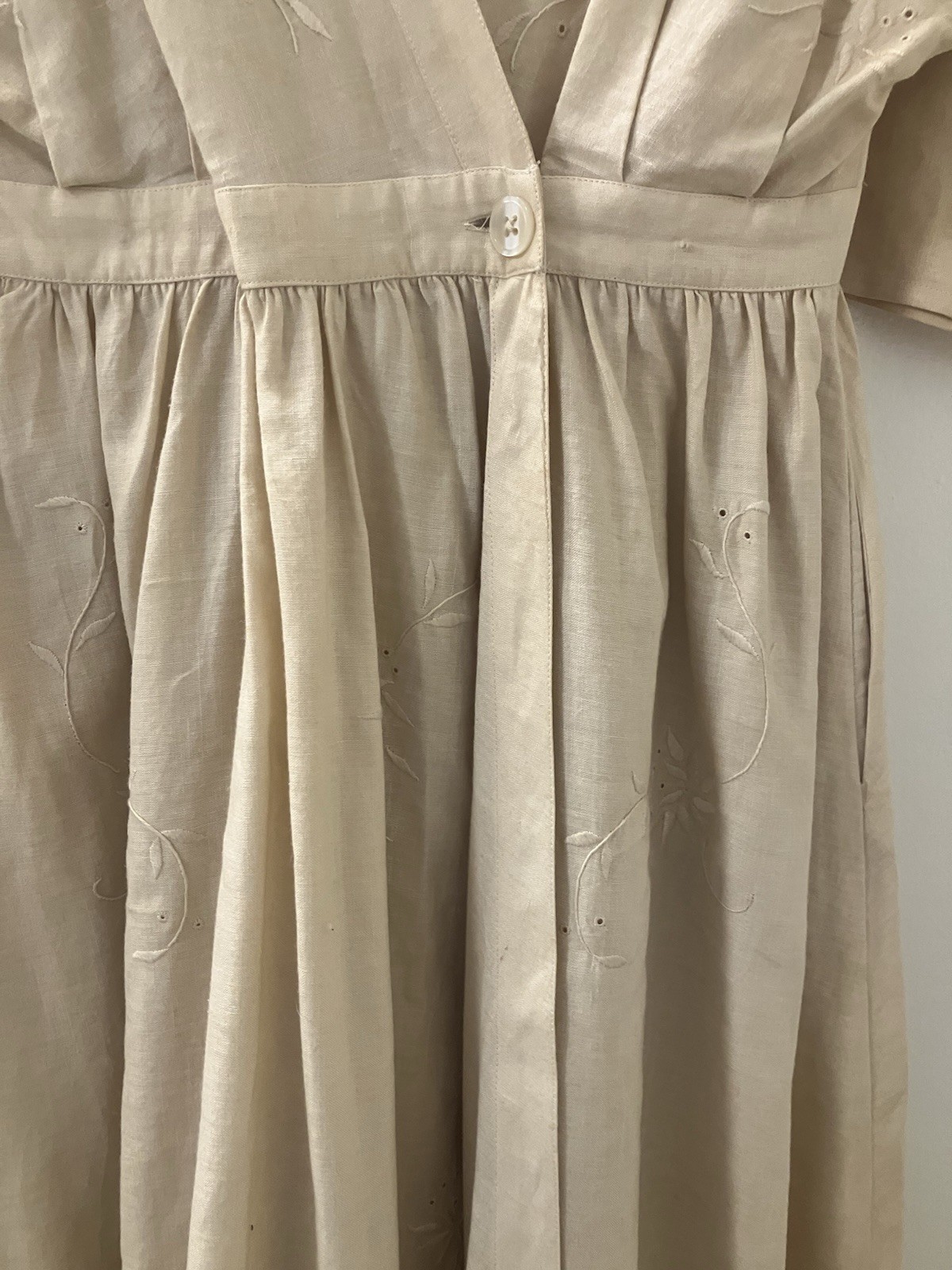 Nancy Johnson Vintage Cottagecore Romantic Embroidered Midi Dress Womens Sz S