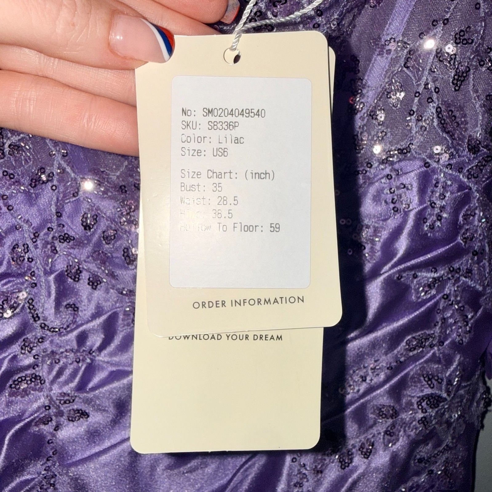 Stacees Mermaid Applique Off-the-Shoulder Corset Tight Slit Prom Dress Lilac US6