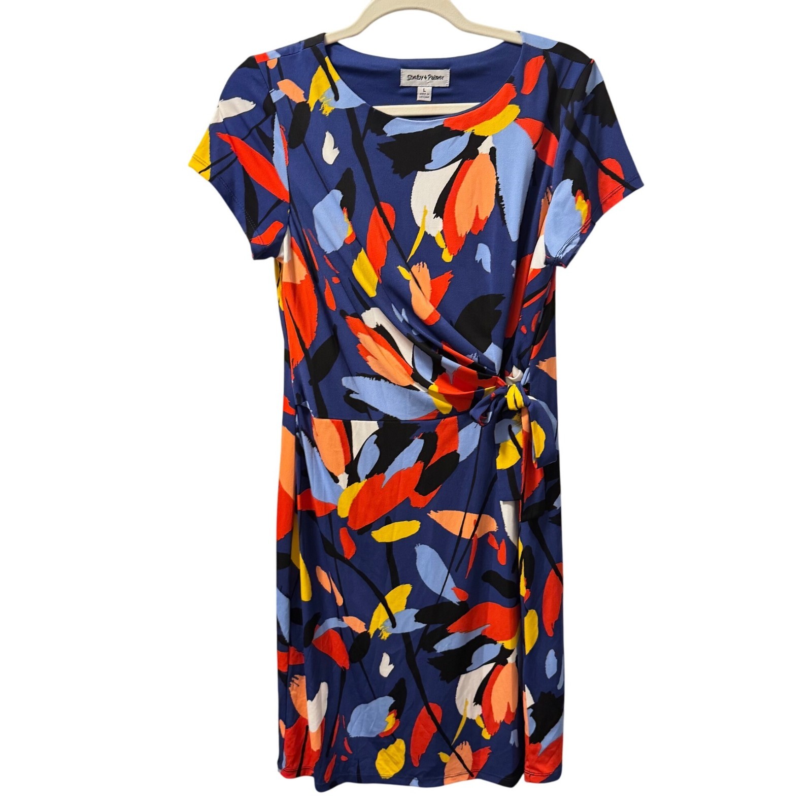 Shelby & Palmer Floral Dress Sz Large Polyester/Spandex Blend Vibrant Multicolor