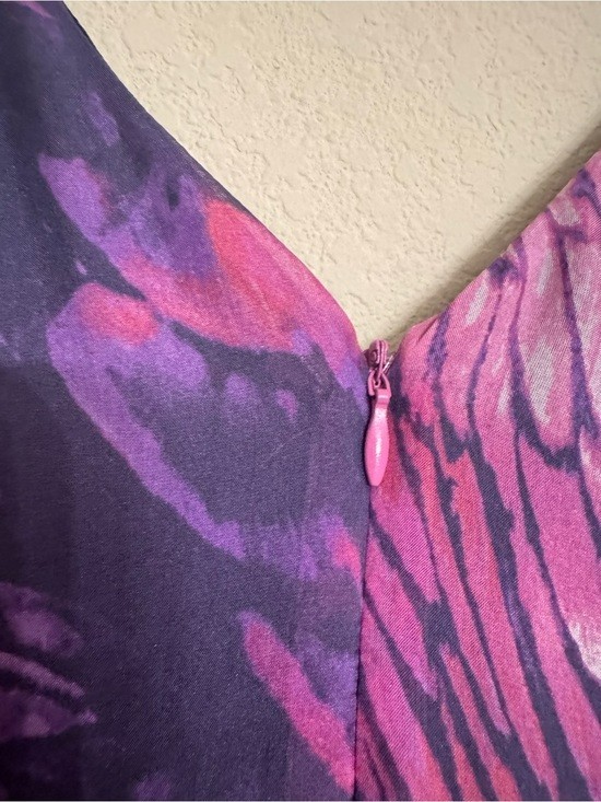 Presley Skye Purple 100% Silk Front Knot Style Sleeveless Tulip Dress, PM EUC