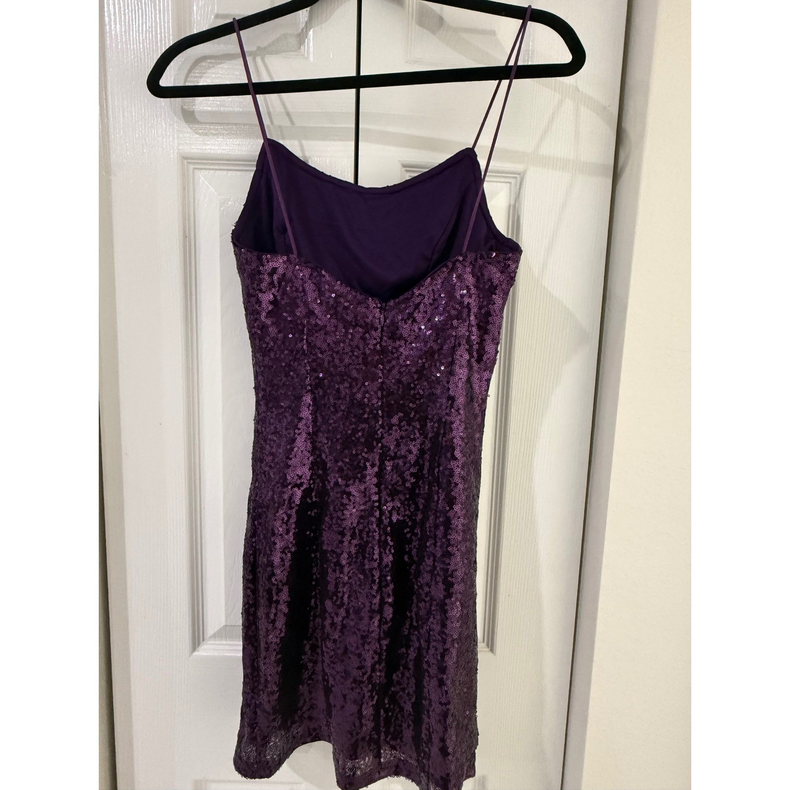 Lulus Purple Sequin Spaghetti Strap Mini Bodycon Slip Dress S Y2K Party Club