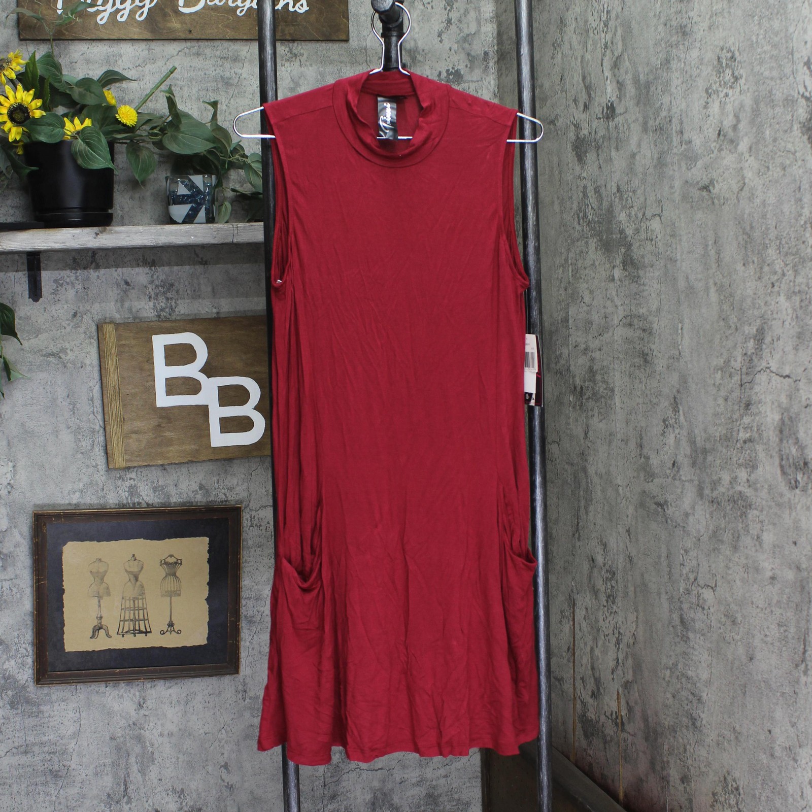 Trixxi Juniors Mock-Turtleneck A-Line Dress Red M
