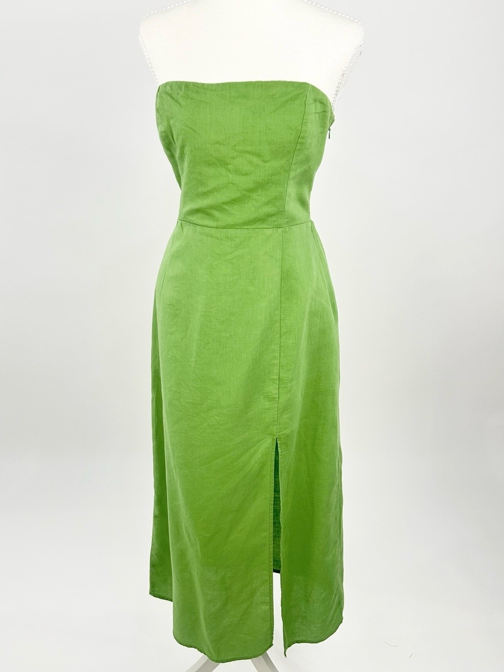 Lost + Wander Linen Blend Midi Dress M Anthropologie Strapless Green