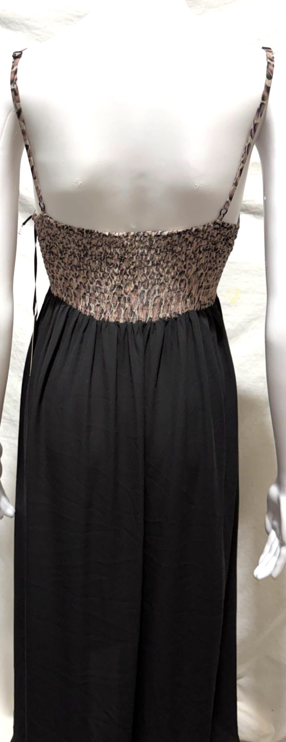 Tilly’s Lira Medium Black With Leopard Print Hi Low Spaghetti Strap Sundress