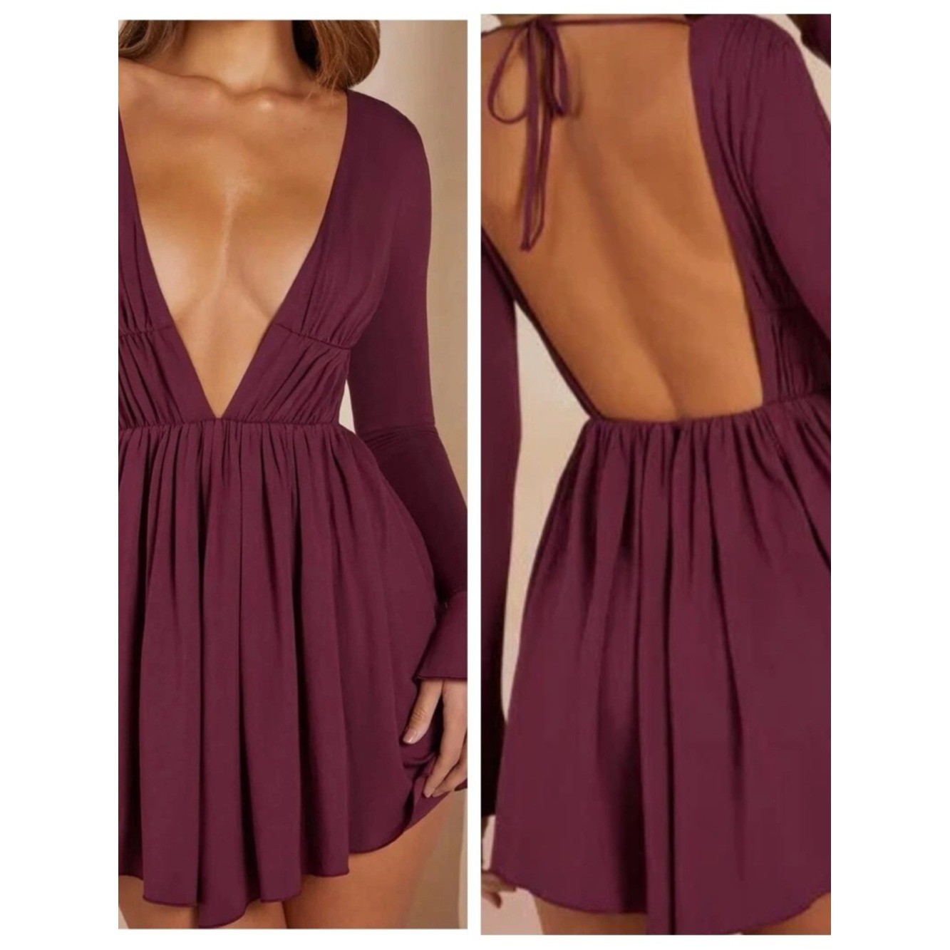 Oh polly Dress womens size 4 Lara deep plunge plum purple sexy fairy Mini New