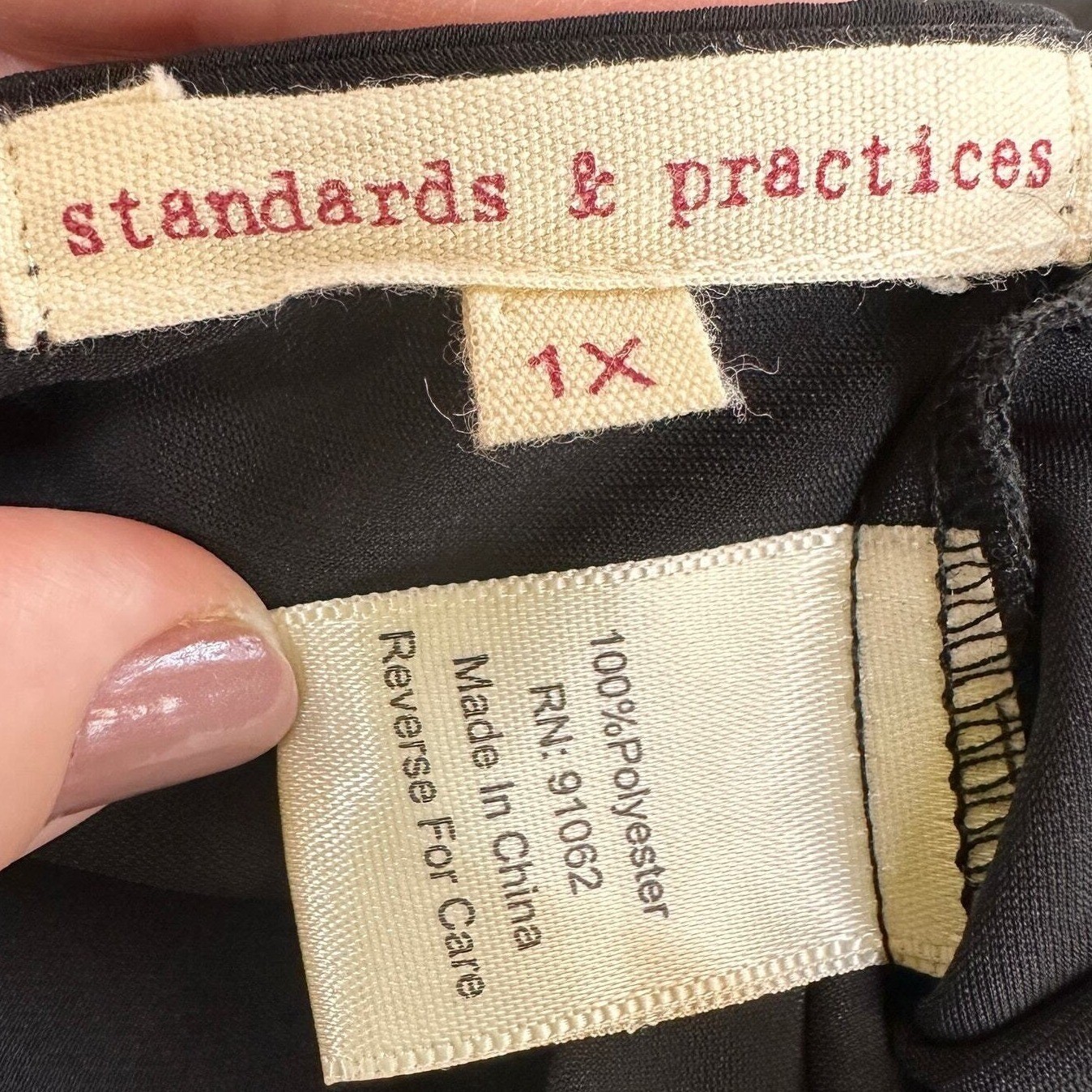 Standards & Practices Wrap Dress Womens 1X Black Bell Sleeve LBD