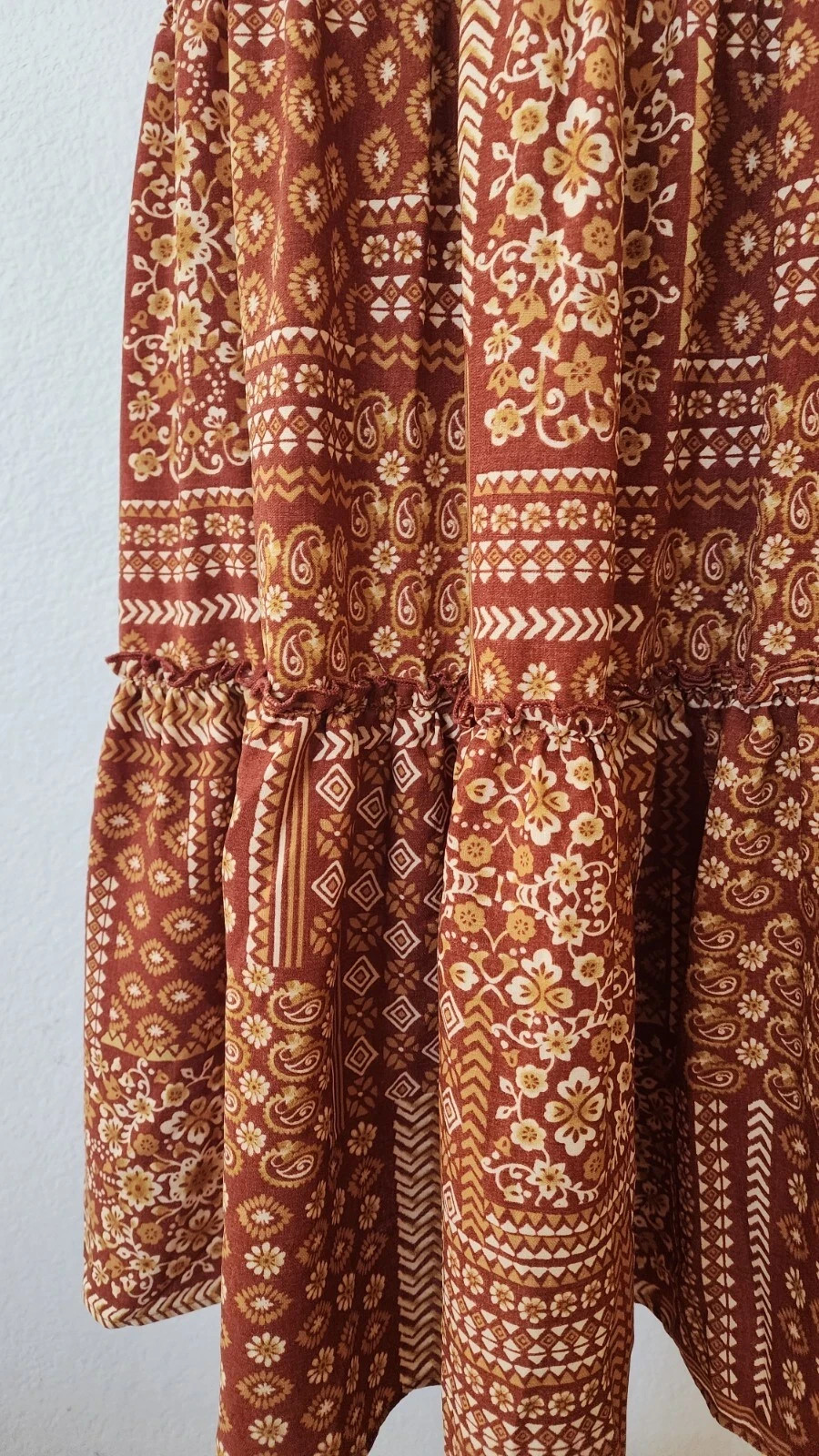 New Anthro Midi Dress New Size Large Bow Brown Romantic Coquette Garden